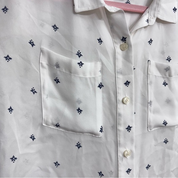 Pendleton White/Navy Sleeveless Oversized Blouse - Size XS - Picture 4 of 6